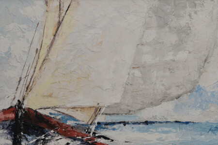 70x100 Opera d’arte contemporanea pittorica di Maddalena Lippo intitolata vento in poppa