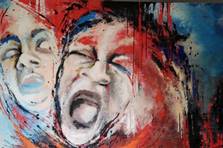 95x155 Opera d’arte contemporanea pittorica di Maddalena Lippo intitolata sporca di mare